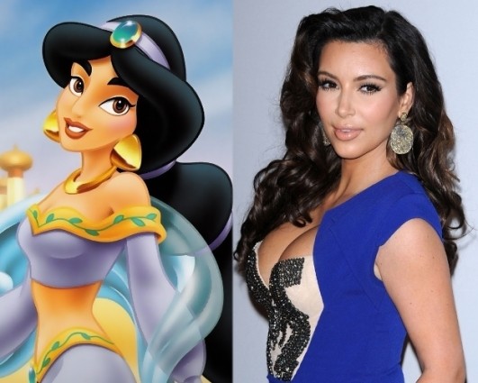 Cùng sở hữu mái tóc đen, làn da bánh mật, đôi mắt hình quả hạnh, gương mặt hình oval và phong cách thời trang ít vải nhất có thể, Kim Kardashian tựa như hình ảnh nàng công chúa Jasmine trong Aladdin của Disney. Nhưng không giống như Jasmine, Kardashin chắn chắn sẽ không bao giờ yêu một "con chuột đường phố" nghèo nàn và chắc chắn sẽ không ra ngoài cùng một chú hổ nuôi rồi (nếu như nó là điều gây chú ý hơn cả cô).